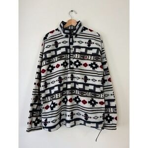 Vintage 90's Tommy Hilfiger Half Zip Geometric Fleece Sweatshirt - Large